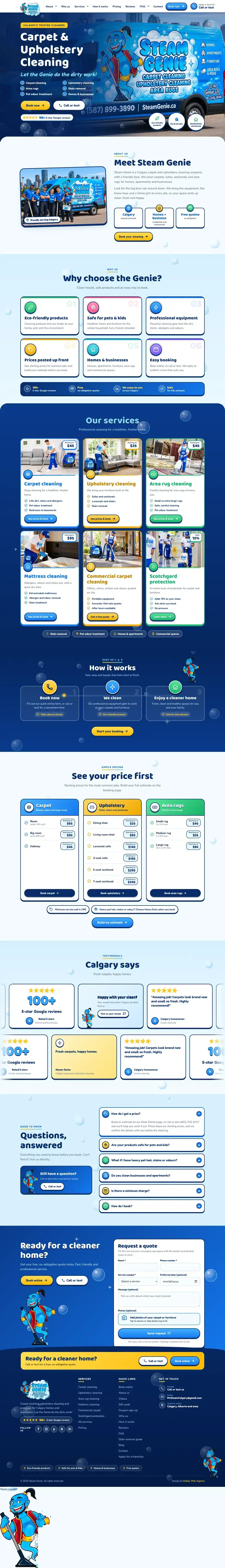 Cleaning company website design Calgary: Mr. Steam Calgary Cleaning company website design Calgary: homepage design for Mr. Steam Calgary